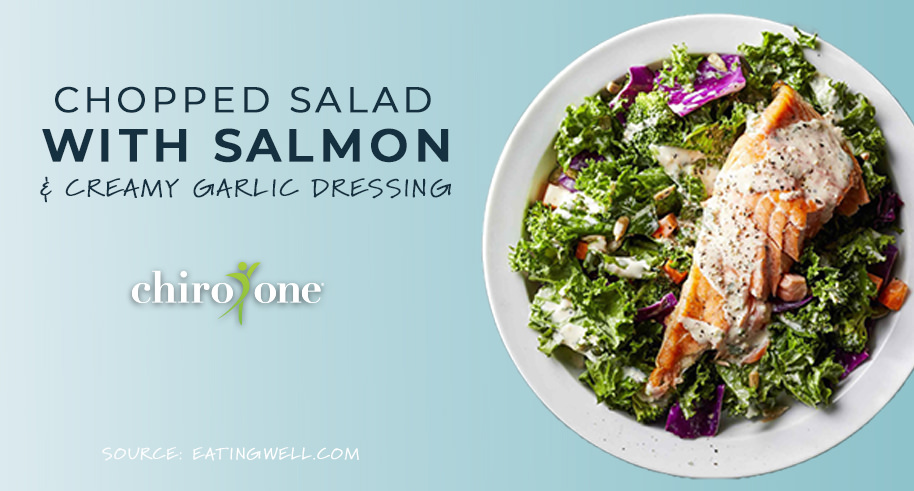 Chopped Salad with Salmon & Creamy Garlic Dressing