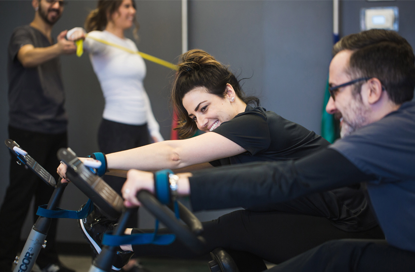 Chiro One patient performing guided physical rehabilitation exercises to improve mobility and reduce chronic pain.