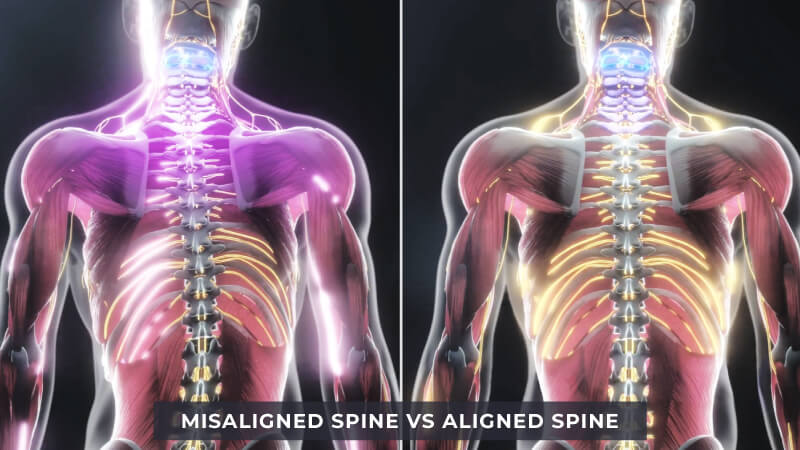 Misaligned Spine vs Aligned Spine Graphic